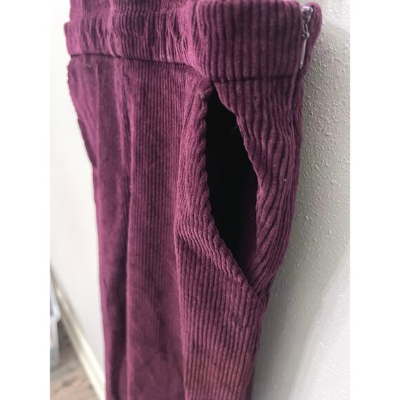 Corduroy Wide Leg Overalls Burgundy Maroon Sz S Xhilaration Streetwear Y2K 90s - Picture 7 of 7